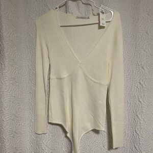 Abercrombie & Fitch Off-White Ribbed Top